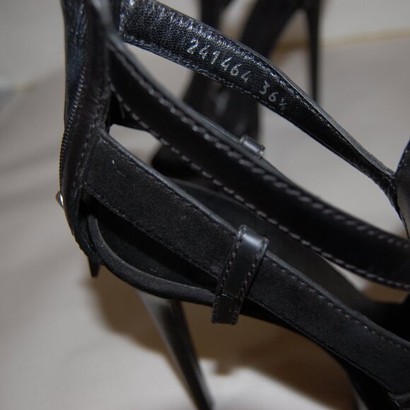 36.5/6.5❤️GUCCI Daryl Black Suede Leather High Heel Platform SANDALS ITALY - Picture 13 of 13
